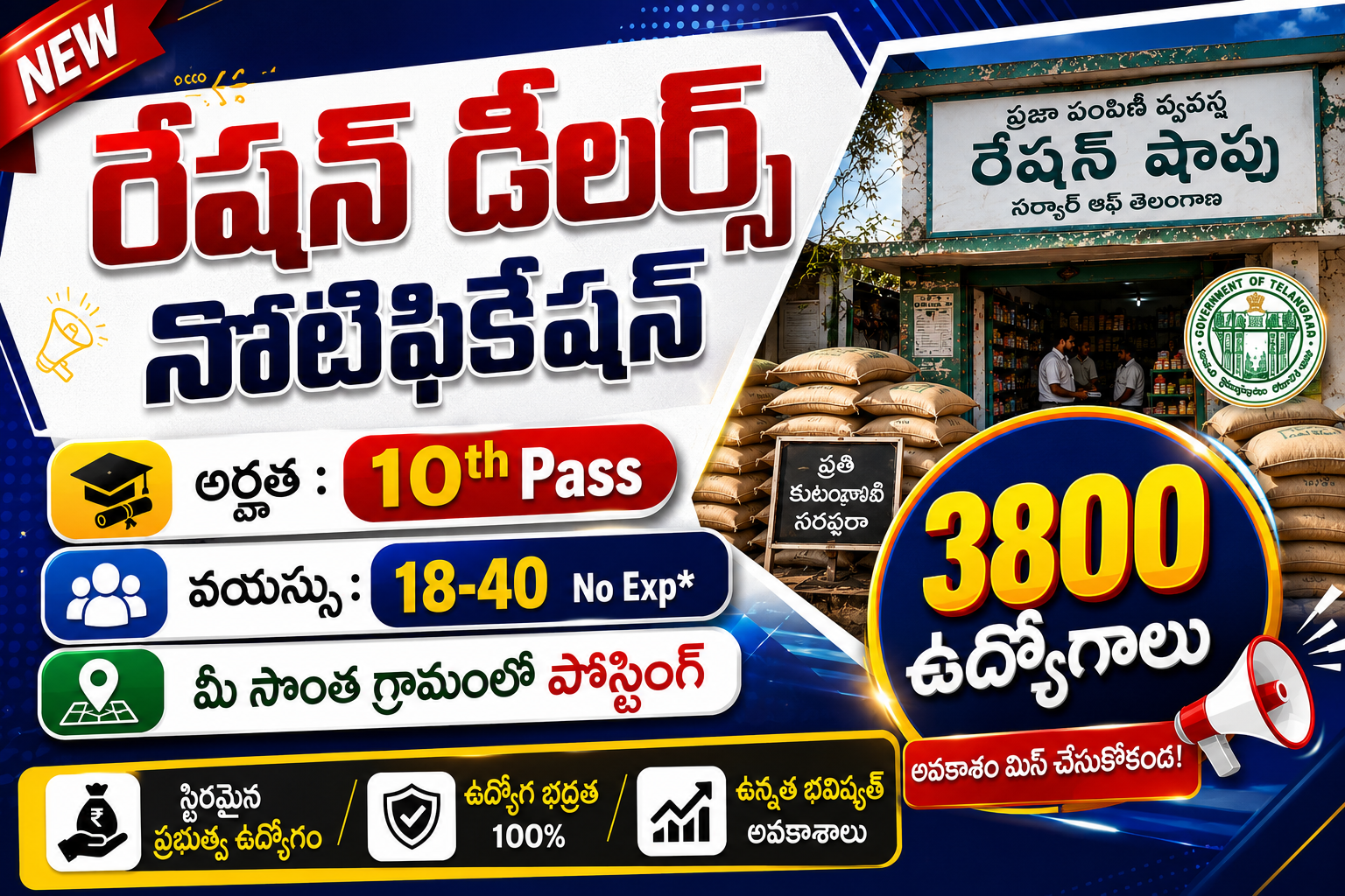 Telangana Ration Dealer Recruitment 3800 Posts